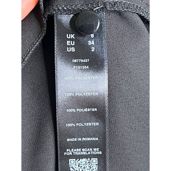 ASOS Maternity Black Chiffon Blouse Size 2 Long Sleeve Top - Picture 5 of 7